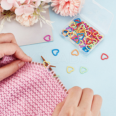 72Pcs 6 Colors Baking Paint Iron Pendant Stitch Markers FIND-HY0003-87-1