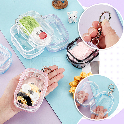 6Pcs 6 Colors Portable Travel Transparent Plastic Zipper Bags with Alloy Clasps ABAG-GA0001-29A-1