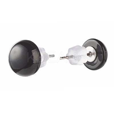 Half Round Natural Mixed Gemstone Stud Earrings for Girl Women X-EJEW-JE04664-1