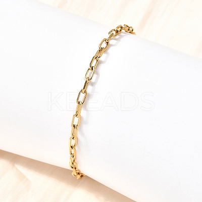 304 Stainless Steel Paperclip Chain Bracelets for Women Men BJEW-A050-03G-1