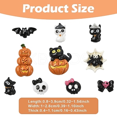 20Pcs 10 Styles Halloween Opaque Resin Cabochons CRES-YW0002-58-1