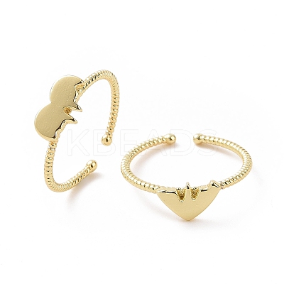 2Pcs 2 Style Brass Melting Heart Matching Couple Rings Set RJEW-E072-27G-1