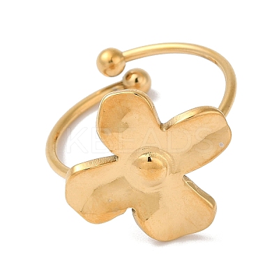 Ion Plating(IP) 304 Stainless Steel Flower Open Cuff Rings for Women LS-RJEW-M167-09B-G-1