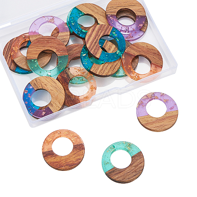 Transparent Resin & Walnut Wood Pendants RESI-CJ0001-73-1