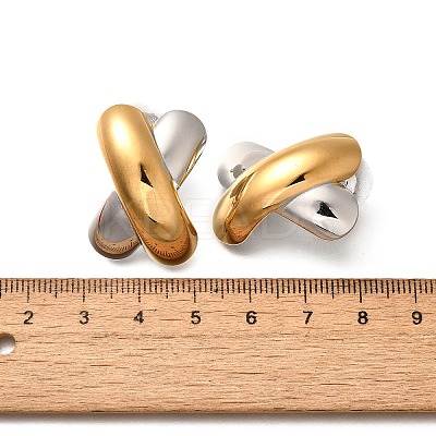 304 Stainless Steel Two Tone Stud Earrings EJEW-G422-04GP-02-1