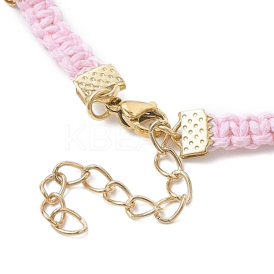 Braided Waxed Polyester Rectangle Link Chain Bracelets BJEW-JB10000-02-1