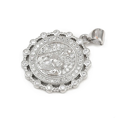 Brass Micro Pave Cubic Zirconia Pendants KK-P323-11H-P02-1