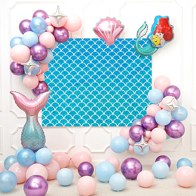 Fishscale Pattern Polyester Fabrics DIY-WH0304-508C-1