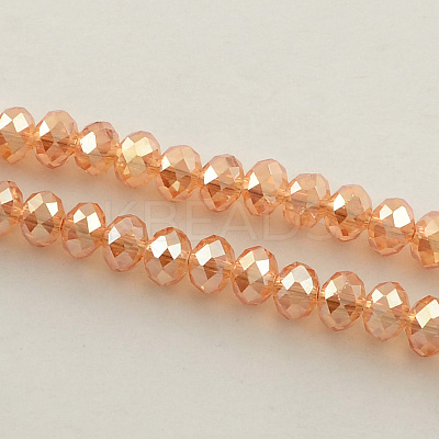 Electroplate Faceted Rondelle Glass Bead Strands EGLA-S096-6mm-M-1
