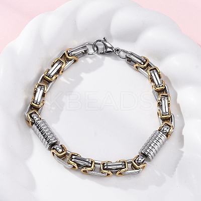 201 Stainless Steel Byzantine Chain Bracelets BJEW-B078-164GP-1