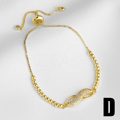 Adjustable Brass Pave Clear Cubic Zirconia Link Slider Bracelets for Women WG2E121-02-1