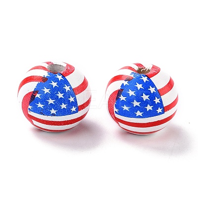 Independence Day Natural Wood Beads LS-WOOD-K006-B01-1