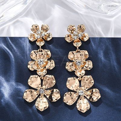 Flower Zinc Alloy Dangle Stud Earrings EJEW-Z107-02G-1