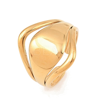 US Size 7 304 Stainless Steel Cuff Rings RJEW-D336-04G-1