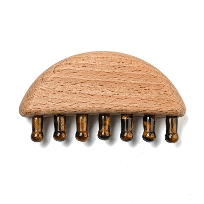 Natural Tiger Eye Scalp Massager AJEW-G058-01B-1