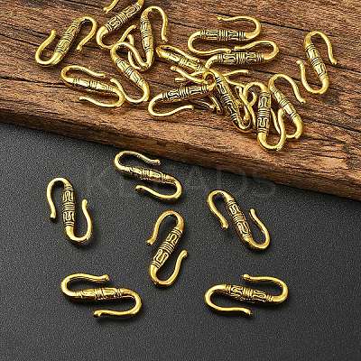 20Pcs Tibetan Style Alloy S-Hook Clasps TIBE-YW0002-04AG-1