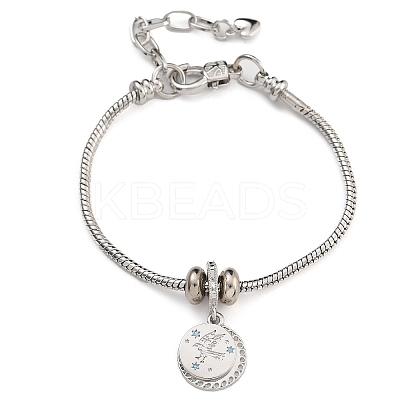 Brass Micro Pave Cubic Zirconia European Bracelets BJEW-K261-16P-02-1