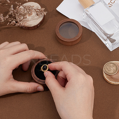 1-Slot Round Wood Ring Storage Boxes CON-HY0001-05B-1