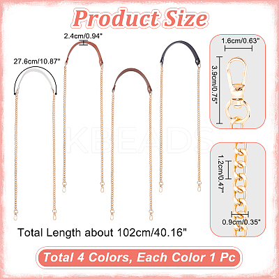 4Pcs 4 Colors Imitation Leather Crossbody Long Purse Straps FIND-WR0009-03G-1