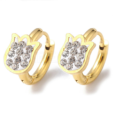 Crystal Rhinestone Tulip Flower Hoop Earrings EJEW-A094-06G-1