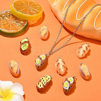 30Pcs 5 Styles Resin Imitation Food Pendants FIND-CJ0002-49-1