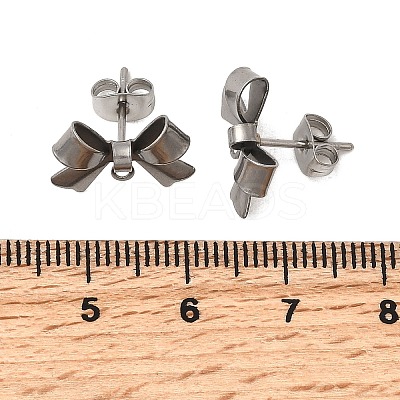 304 Stainless Steel Bowknot Stud Earring Findings STAS-Z159-01P-1