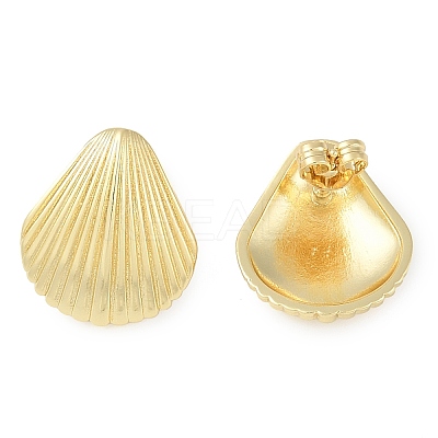 Rack Plating Shell shape Brass Stud Earrings for Women EJEW-Z059-01G-1