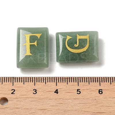 26Pcs Natural Green Aventurine Healing Rectangle with Letter A~Z Display Decorations G-K335-07F-1