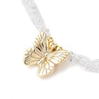 Brass Butterfly Pendant Natural Pearl Necklaces NJEW-L119-05G-1