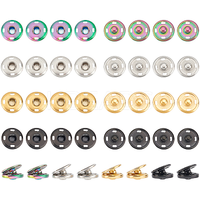40 Sets 4 Colors 202 Stainless Steel Snap Buttons BUTT-UN0001-18-1