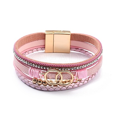 PU Leather Braided Multi-strand Bracelet BJEW-I299-02C-KCG-1
