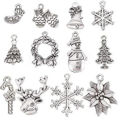 72Pcs 12 Style Tibetan Style Alloy Pendants FIND-SC0004-77-1