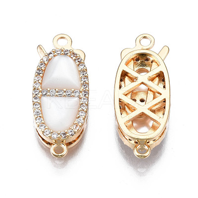Brass Micro Pave Clear Cubic Zirconia Fishhook Clasps KK-Q278-001-NF-1