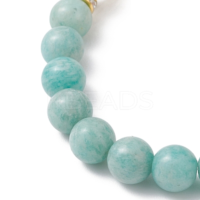 Natural Amazonite& Yellow Hematoid Quartz Beads Stretch Bracelets for Women BJEW-JB13193-02-1