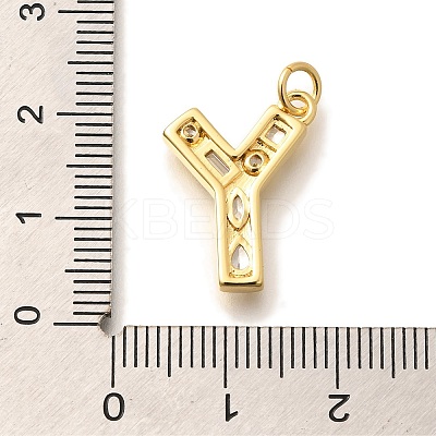 Brass Micro Pave Clear Cubic Zirconia Pendants KK-G521-01G-Y-1