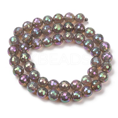 Electroplated Natural Agate Beads Strands G-B191-A07-8mm-03-1