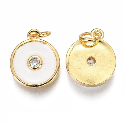 Brass Micro Pave Clear Cubic Zirconia Charms ZIRC-B002-32G-C-1