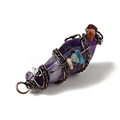Natural Amethyst Pointed Big Pendants G-G860-03R-01-1