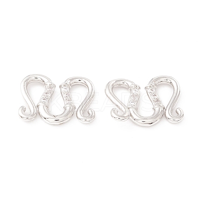 Brass Clear Cubic Zirconia S-Hook Clasps KK-E280-28P-1