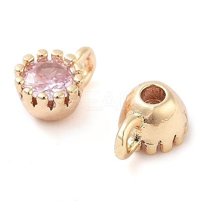 Brass Micro Pave Cubic Zirconia Charms KK-U028-19G-02-1