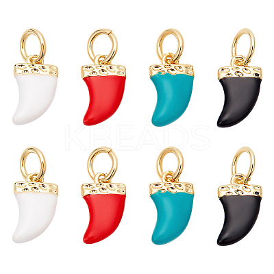 8Pcs 4 Colors Brass Enamel Charms KK-CA0003-64-1