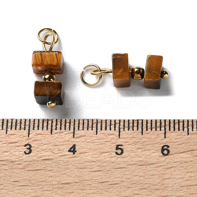 Natural Tiger Eye Cuboid Beaded Pendants STAS-C120-02G-05-1