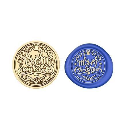 Merry Christmas Wax Seal Brass Stamp Head AJEW-Z031-04G-19-1