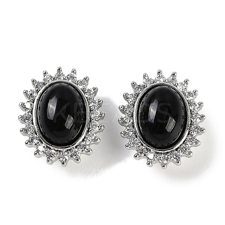 Natural Obsidian Sew on Rhinestone KK-P283-02A-P-1