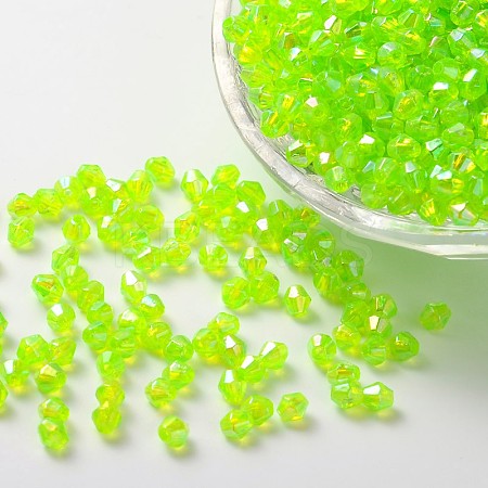 Bicone AB Color Plated Eco-Friendly Transparent Acrylic Beads TACR-A003-6mm-35-1