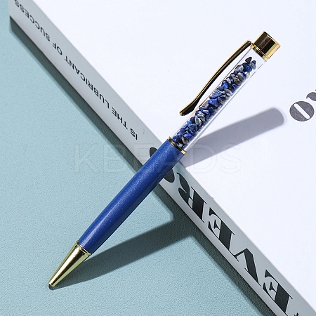 Natural Lapis Lazuli Chip on Top Ball-Point Pens PW-WG35714-18-1