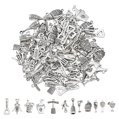 DICOSMETIC 120Pcs 12 Styles Tibetan Style Alloy Pendants FIND-DC0004-22-1