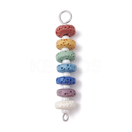 10Pcs Dyed Natural Lava Rock Connector Charms PALLOY-JF02546-02S-1
