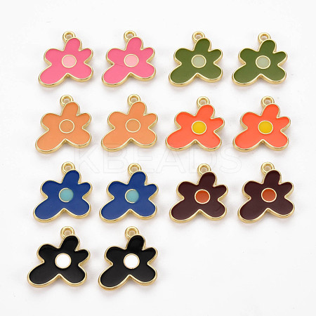 Rack Plating Light Gold Alloy Enamel Pendants ENAM-Q444-013-RS-1
