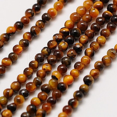 Natural Tiger Eye Round Bead Strands G-A130-3mm-E03-1
